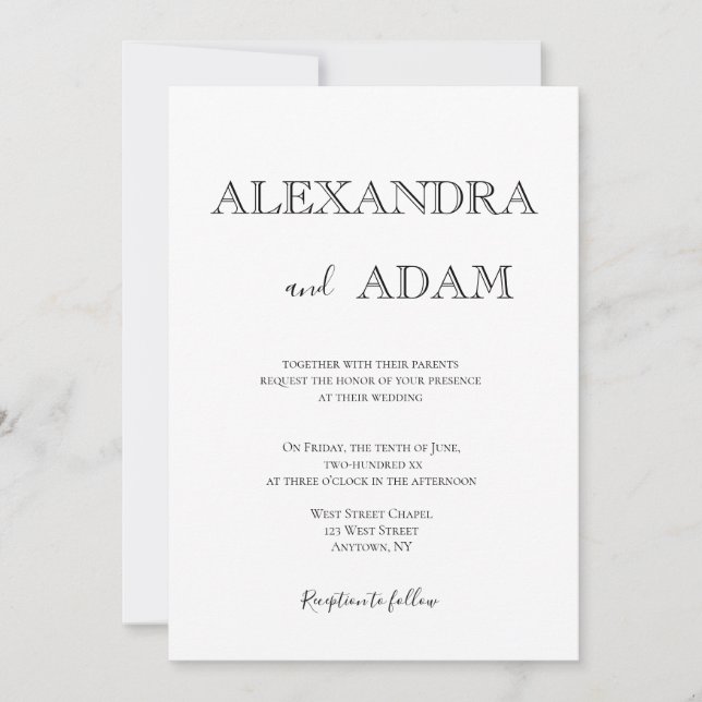 Invitaciones simples a bodas de tipografía (Anverso)