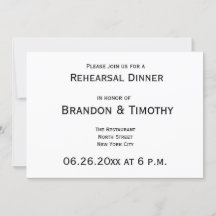 Invitaciones simples a ensayos de Bodas gays