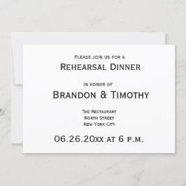 Invitaciones simples a ensayos de Bodas gays