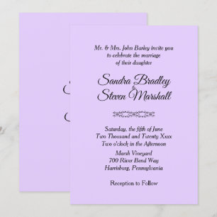 Invitaciones simples a la boda violeta