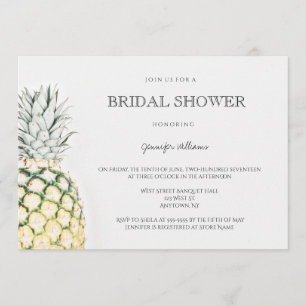 Invitaciones simples a la ducha de novias con piña