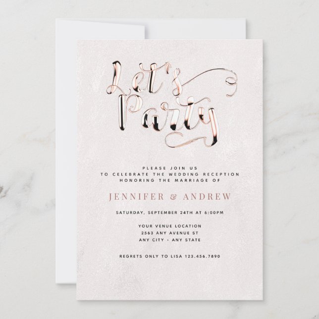 Invitaciones simples a la recepción de bodas (Anverso)