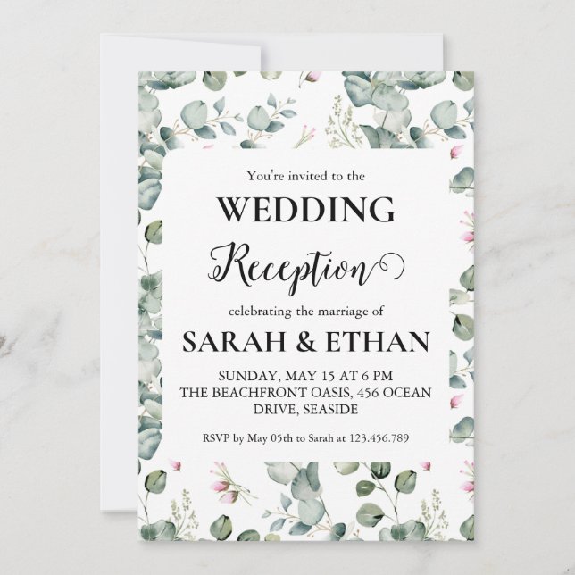 invitaciones simples a la recepción de bodas de eu (Anverso)