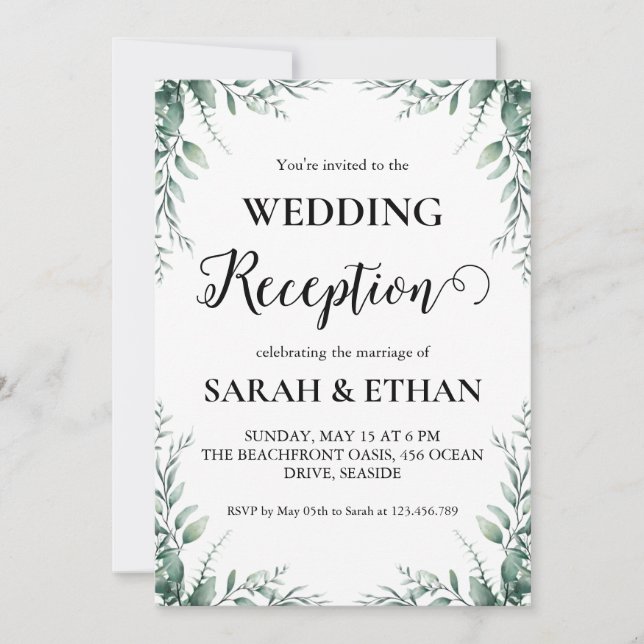 invitaciones simples a la recepción de bodas de eu (Anverso)