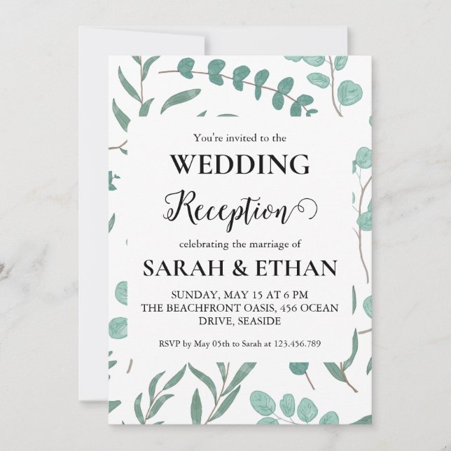 invitaciones simples a la recepción de bodas de eu (Anverso)