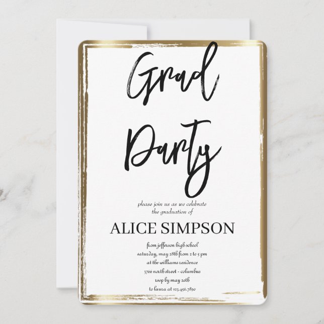 Invitaciones simples a una fiesta de graduación (Anverso)