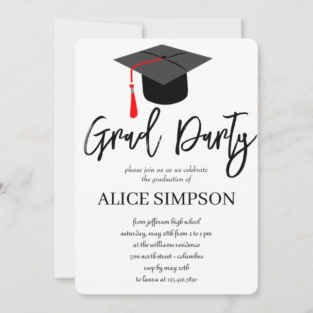 Invitaciones simples a una fiesta de graduación (Anverso)