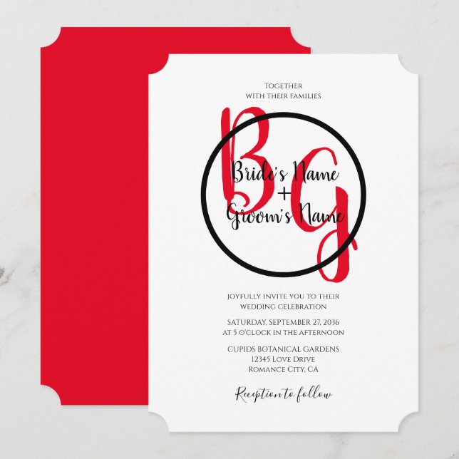 Invitaciones simples de boda personalizadas de Ini (Anverso / Reverso)