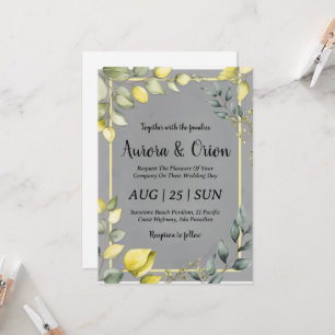 invitaciones simples de bodas amarillas y grises