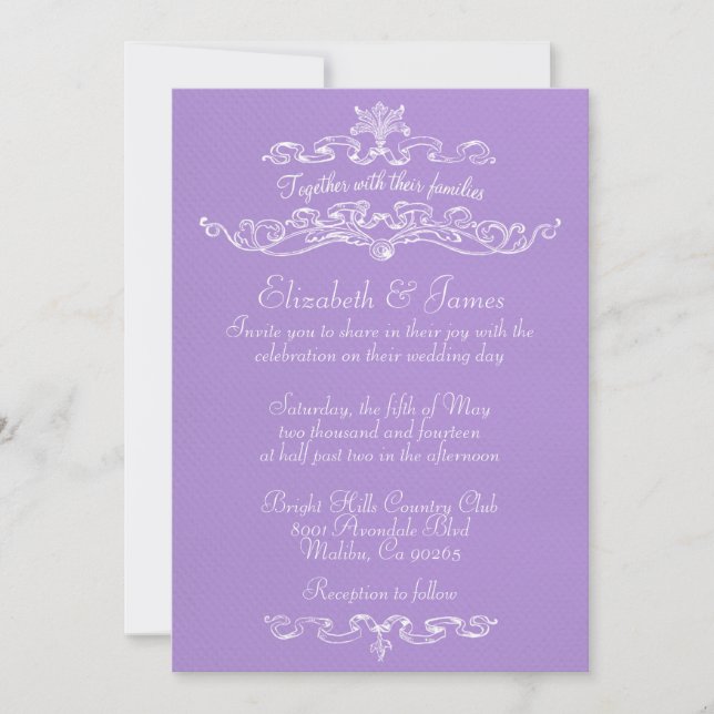 Invitaciones simples de bodas de lavanda de lujo (Anverso)