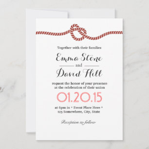 Invitaciones simples de bodas de nudos rojos