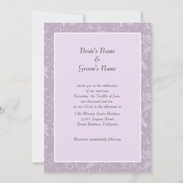 Invitaciones simples de bodas florales de lavanda (Anverso)