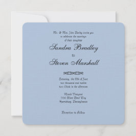 Invitaciones simples de casamiento azul en acero l