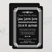 Invitaciones simples de casamiento en blanco y neg