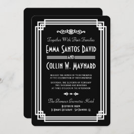 Invitaciones simples de casamiento en blanco y neg