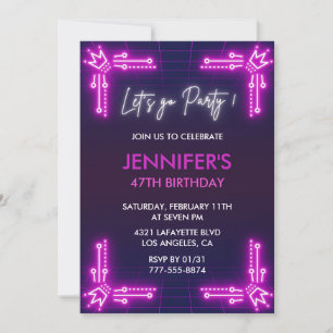 Invitaciones simples de cumpleaños 47 para chica R