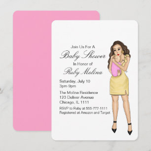 Invitaciones simples de ducha de bebé rosa