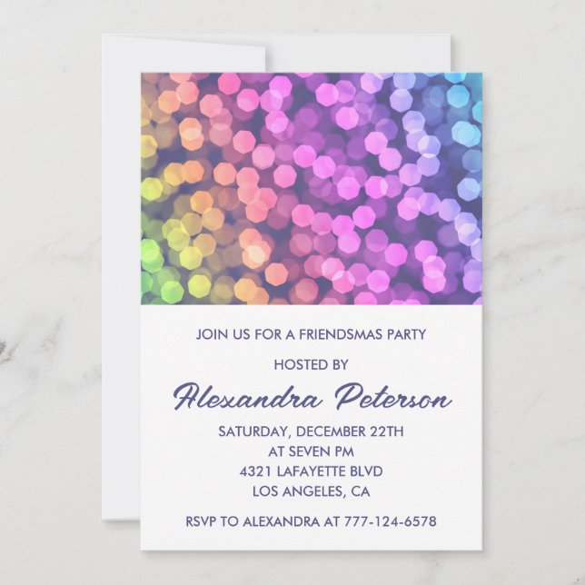 Invitaciones simples de Friendsmas Confetti Rainbo (Anverso)