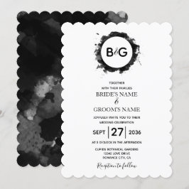 Invitaciones simples de la boda blanca negra
