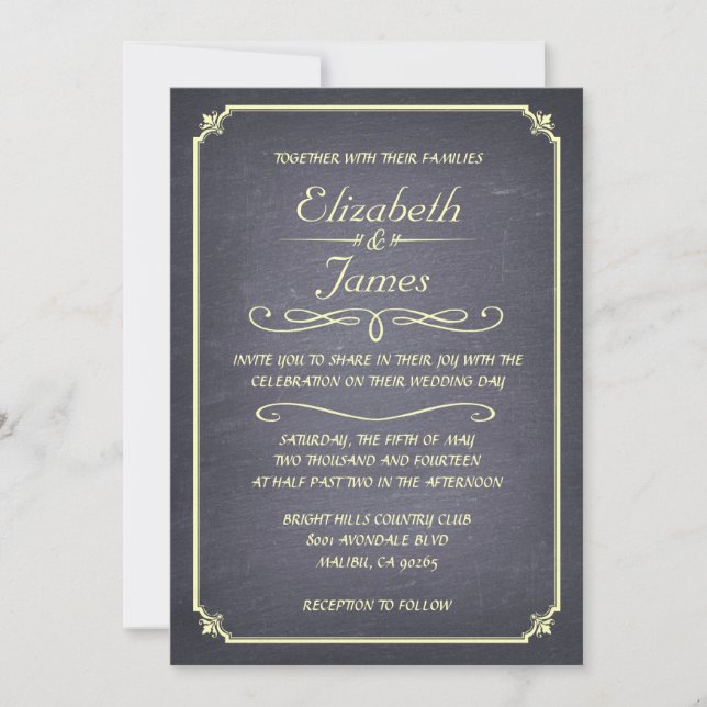 Invitaciones simples de la boda de la pizarra del (Anverso)