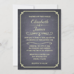 Invitaciones simples de la boda de la pizarra del