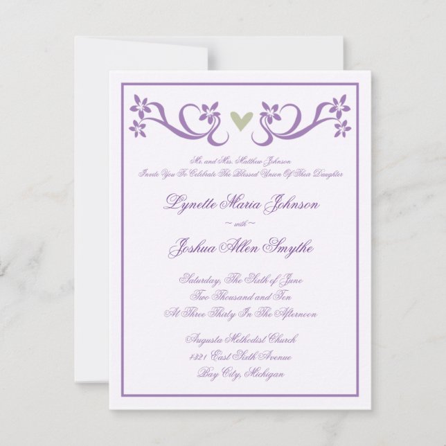 Invitaciones simples de la boda del acento de (Anverso)