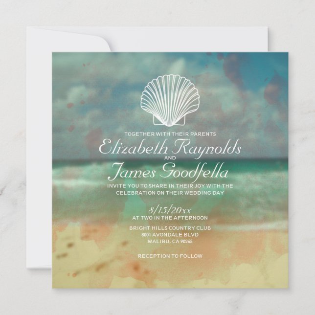 Invitaciones simples de la boda del destino de la (Anverso)