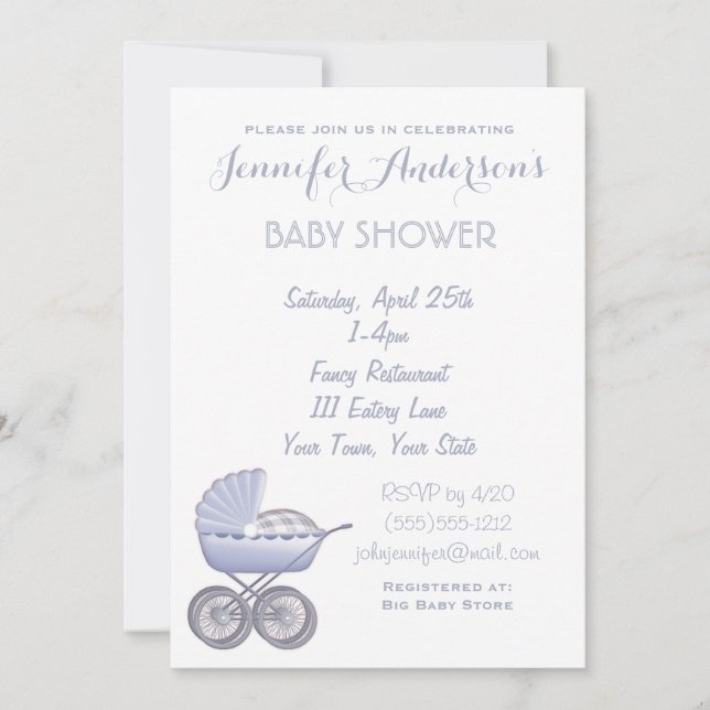 Invitaciones simples y de Moda Unisex para ducha d (Anverso)