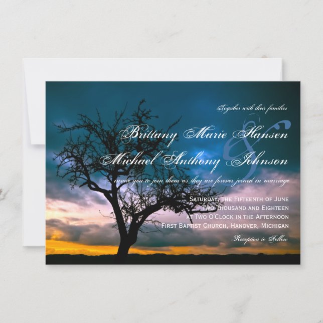Invitaciones solitarias de la boda del país de la (Anverso)