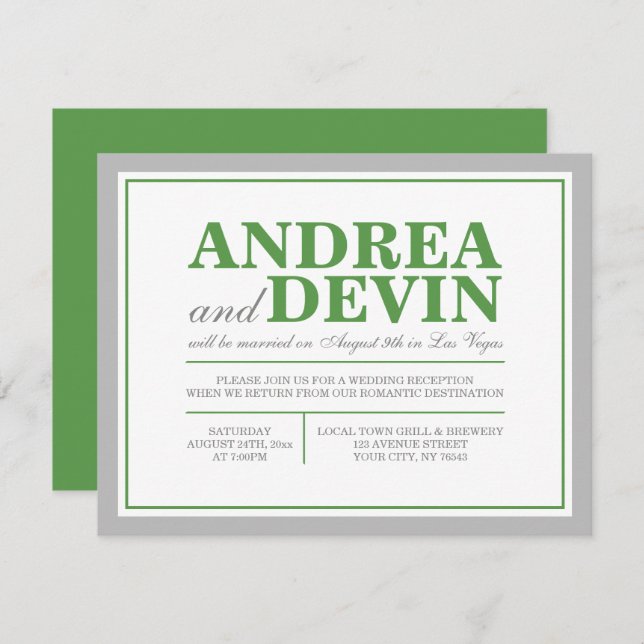Invitaciones solo para la recepción de la boda de  (Anverso / Reverso)