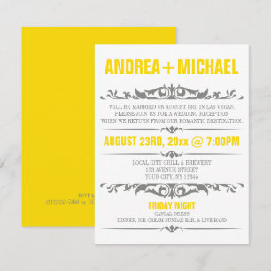 Invitaciones SOLO para Recepción de Boda Amarillo 