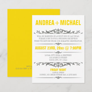 Invitaciones SOLO para Recepción de Boda Amarillo 