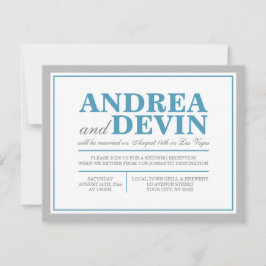 Invitaciones solo para recepción de boda Gris y Az