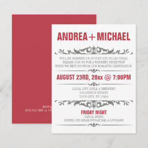 Invitaciones SOLO para Recepción de Boda Merlot y