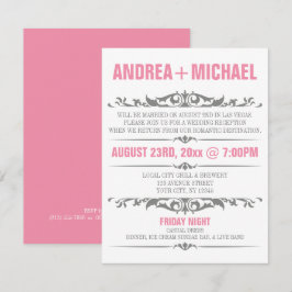 Invitaciones SOLO para recepción de boda rosa y gr