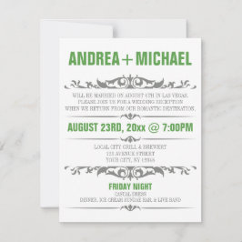 Invitaciones SOLO para recepción de boda verde y g