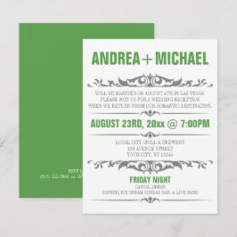 Invitaciones SOLO para Recepción de Boda Verde y G