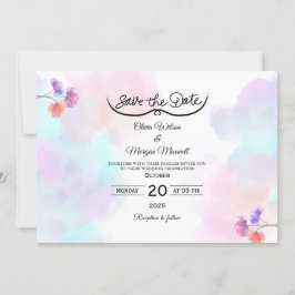 Invitaciones soñadas de bodas rosadas y azules