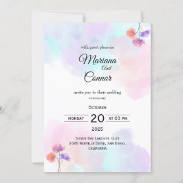 Invitaciones soñadas de bodas rosadas y azules