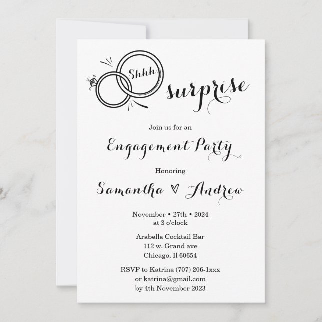 Invitaciones sorpresivas a la fiesta de compromiso (Anverso)