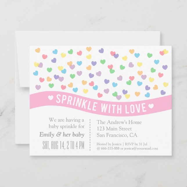 Invitaciones Sprinkle with Love Baby Sprinkle (Anverso)