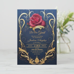 Invitaciones Sweet 16 Beauty and the Beast Rosa Ro