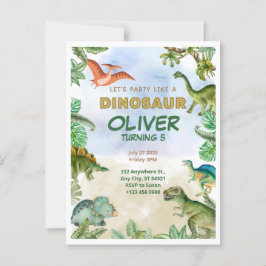 Invitaciones Tarjetas de Cumpleaños Dinosaurio Din