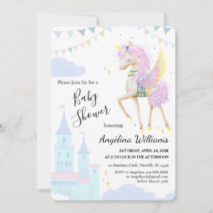 Invitaciones tarjetas de ducha de bebé con unicorn