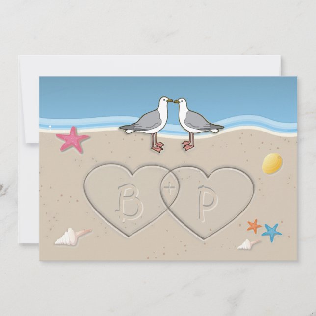 Invitaciones temáticas de la boda de la playa de (Anverso)