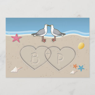 Invitaciones temáticas de la boda de la playa de