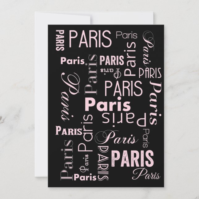 Invitaciones temáticas de París rosa y parís negro (Anverso)
