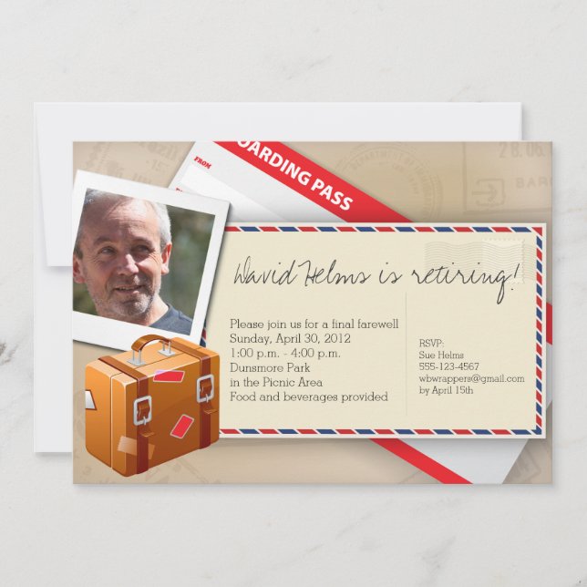Invitaciones temáticas del viaje - grandes para el (Anverso)