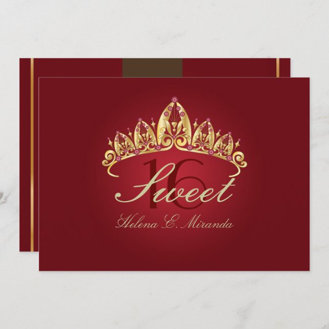 INVITACIONES TIARA DULCE 16/RUBY/Color DIY+fuentes (Anverso / Reverso)