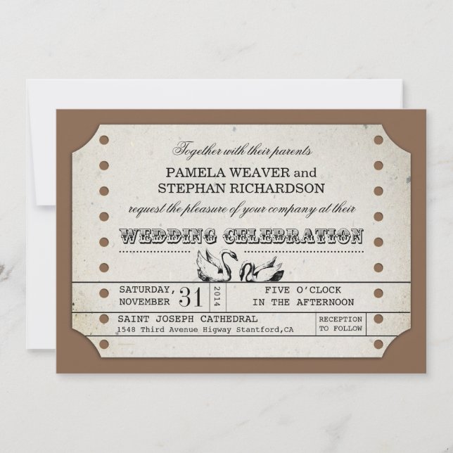 INVITACIONES TIPOGRÁFICAS DE BODA DE VINTAJE (Anverso)
